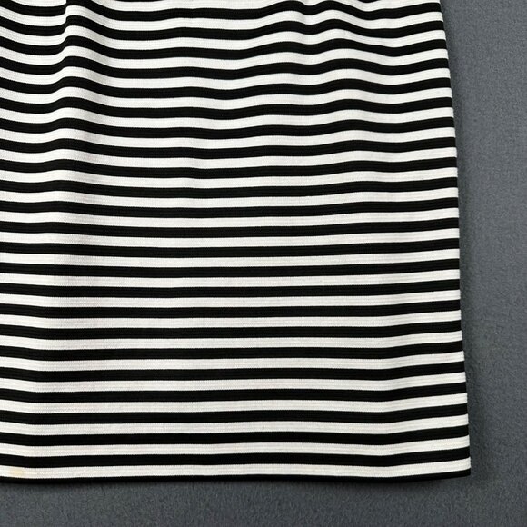 Antonio Melani 12 Black White Striped Round Neck 3/4 Sleeve Back Zip Dress - Picture 5 of 9